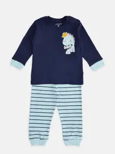 Pantaloons Baby Boys Navy Blue & Blue T-shirt with Pyjamas