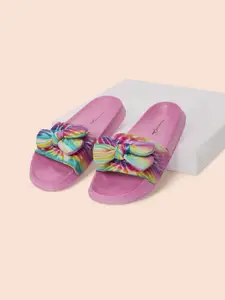 Forever Glam by Pantaloons Women Pink & Blue Printed Sliders