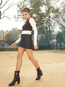 MANGO Women Charcoal Grey Solid Wool Sustainable Mini Skirt