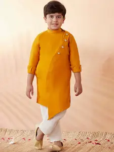 Manyavar Boys Mustard Yellow Kurta with Pyjamas
