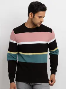 Status Quo Men Black & Pink Striped Striped Pullover