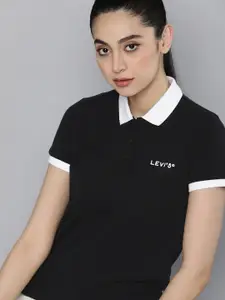 Levis Women Pure Cotton Polo Collar T-shirt