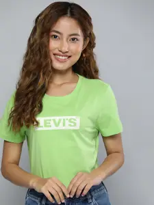 Levis Women Brand Logo Print Knitted Pure Cotton T-shirt