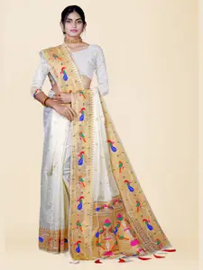 KAJREE Woven Design Zari Silk Blend Paithani Saree