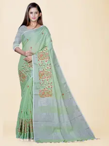 KAJREE Paisley Zari Pure Linen Tussar Saree