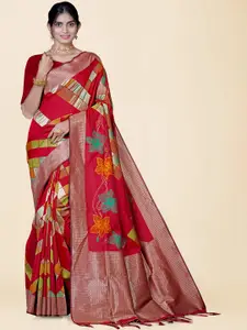 KAJREE Zari Pure Silk Maheshwari Saree