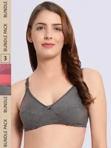 JJAAGG T Pack of 3 Non-Wired Non Padded High Support Everyday Bra