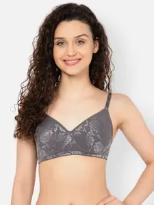 Clovia Padded Non-Wired Full Cup Self-Patterned Bra