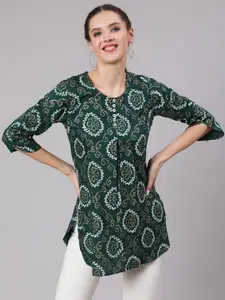 AKIMIA Bandhani Printed Pleated Kurti