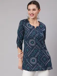 AKIMIA Tribal Printed Pure Cotton Pleated Kurti