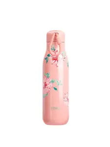 ZOKU Pink Floral Print Stainless Steel Double Vacuum Water Bottle 750 ml