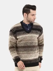 V-Mart Men V Neck Striped Sweatshirt
