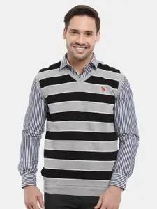 V-Mart Men V-Neck Striped Sweatshirt