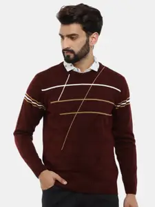 V-Mart Men Striped Woolen Pullover