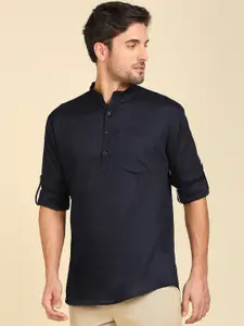 RAJUBHAI HARGOVINDAS Woven Design Mandarin Collar Cotton Kurta