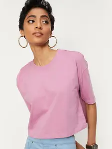 max Women Drop Shoulder Sleeves Pure Cotton T-shirt