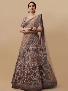 SAPTRANGI Printed Semi-Stitched Lehenga & Unstitched Blouse With Dupatta