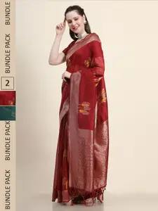 AVANSHEE Pack Of 2 Woven Design Zari Saree