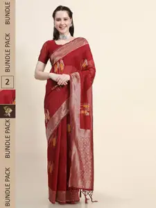 AVANSHEE Pack of 2 Woven Design Zari Silk Blend Sarees