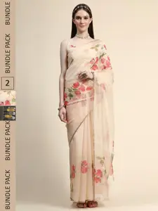 AVANSHEE Pack of 2 Woven Design Zari Silk Blend Saree