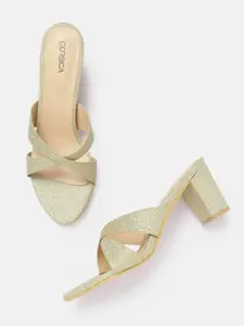 CORSICA Cross-Straps Party Block Heels with Glittery Effect