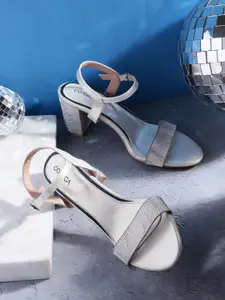 CORSICA Textured Party Block Heels with Glittery Effect