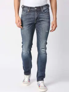 Pepe Jeans Men Slim Fit Slash Knee Heavy Fade Cotton Stretchable Jeans