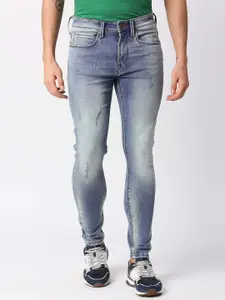 Pepe Jeans Men Skinny Fit Low Distress Heavy Fade Cotton Stretchable Jeans