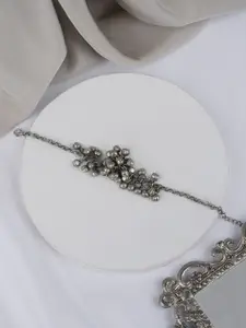 TEEJH Women Oxidised Silver-Plated Link Bracelet