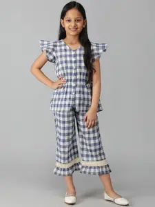 misbis Girls Pure Cotton Checked Top with Trousers