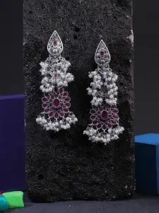 Adwitiya Collection Silver-Plated Oxidised Classic Drop Earrings