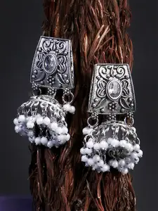 Adwitiya Collection Silver-Plated Classic Jhumkas Earrings