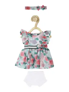 Allen Solly Junior Girls Floral Dress With Hairband