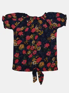 V-Mart Floral Print Puff Sleeves Blouson Cotton Top