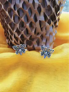 FIROZA Set Of 2 Oxidised Sliver-Toned Butterfly Design Toe Rings