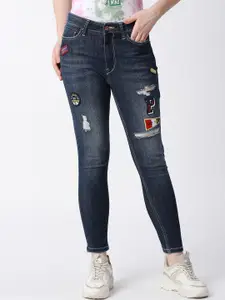 Pepe Jeans Women Cotton Skinny Fit High-Rise Mildly Distressed Light Fade Jeans