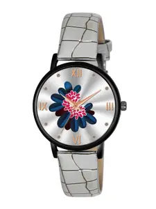 CERO Women Brass Printed Dial & Textured Straps Analogue Watch- AB60-B