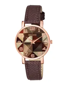 CERO Women Brass Printed Dial & Textured Straps Analogue Watch- AB59