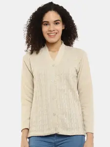 V-Mart Women Self Design Acrylic Cardigan Sweatshirt