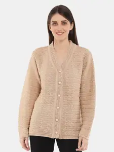 V-Mart Women Brown Striped Sweatshirt