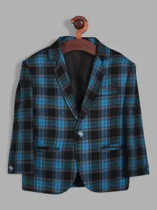 RIKIDOOS Boys Checked Single-Breasted Cotton Comfort-Fit Blazers