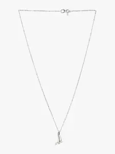 March by FableStreet Rhodium-Plated CZ-Studded Pendant With Chain And Earrings