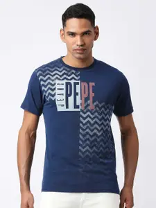 Pepe Jeans Men Typography Printed Slim Fit Cotton T-shirt