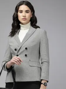 Van Heusen Woman Hounds Tooth Checked Double-Breasted Formal Blazer