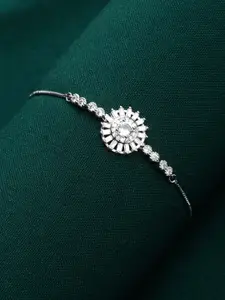 PANASH Women American Diamond Silver-Plated Charm Bracelet