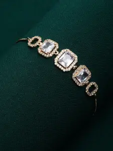 PANASH Women American Diamond Gold-Plated Charm Bracelet
