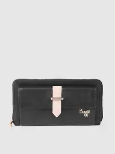 Baggit Women Solid PU Zip Around Wallet With Buckle & Slim Flap Detail