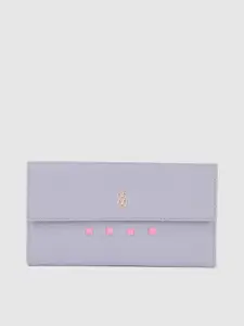 Baggit Women Solid Minimal Embellished PU Three Fold Wallet with SIM Card Holder