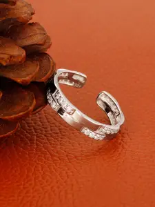 GIVA Men 925 Sterling Silver Rhodium-plated CZ Studded Adjustable Finger Ring