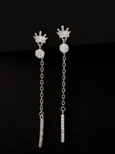 GIVA Rhodium-Plated Contemporary Drop Earrings